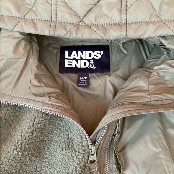 Lands' End Olive Green Quilted & Sherpa Hooded Jacket - Picture 4 of 4